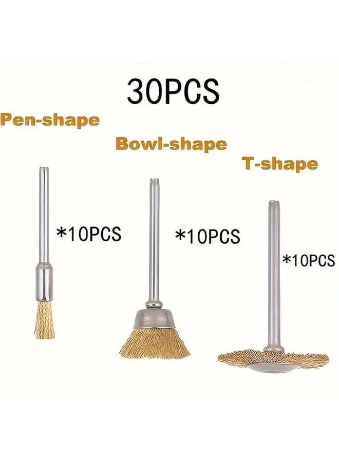 30 Piece Professional Wire Brush Set Golden For Polishing Deburring Rust Removal - Image 4