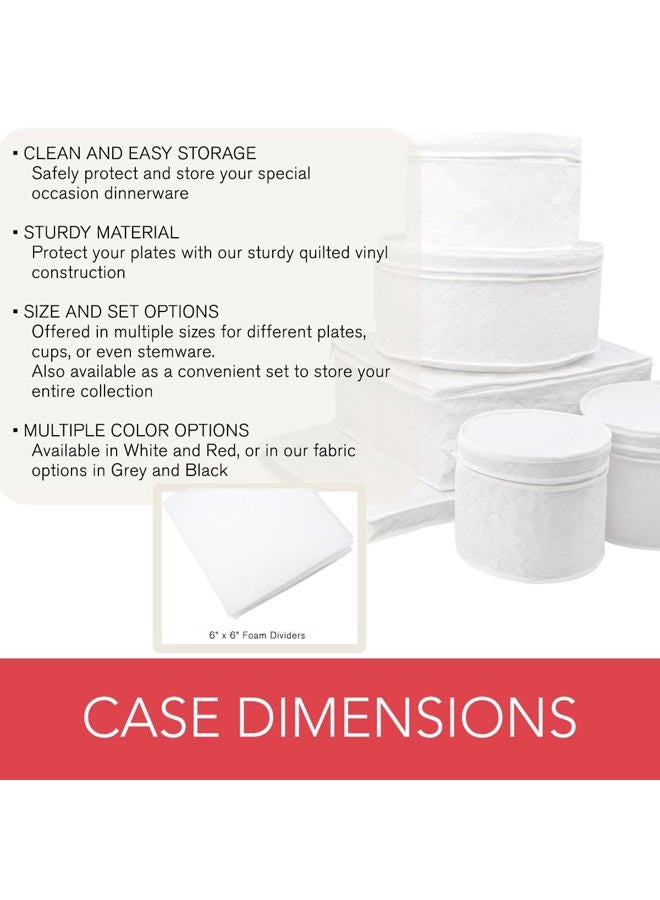 LAMINET 6 Piece Quilted Dinnerware Storage Starter Set - Includes 4 Plate Cases, 1 Cup Case & Platter Case - White - Image 4