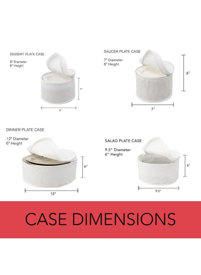 LAMINET 6 Piece Quilted Dinnerware Storage Starter Set - Includes 4 Plate Cases, 1 Cup Case & Platter Case - White - Image 5