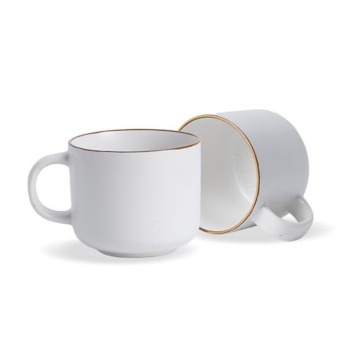 Shay Ceramic Coffee Mugs, Set of 2, White Japandi, 350ml | Coffee Cup | Matte Finish | Premium Porcelain Coffee Cup (Japandi Mug - White - Set of 2) - Image 1