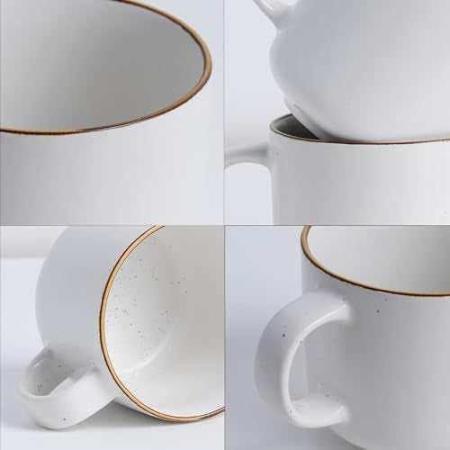 Shay Ceramic Coffee Mugs, Set of 2, White Japandi, 350ml | Coffee Cup | Matte Finish | Premium Porcelain Coffee Cup (Japandi Mug - White - Set of 2) - Image 3