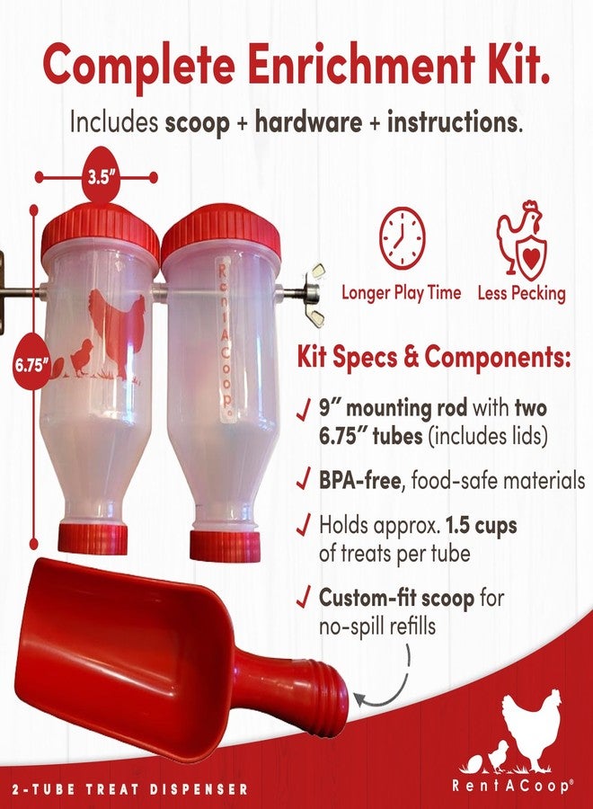 RentACoop Chicken Treat Dispenser – Multi-Treat Enrichment Toy and Boredom Buster for Chickens, Easy Top-Fill, Wall-Mounted Chicken Coop Accessory - Indoor/Outdoor - Image 2