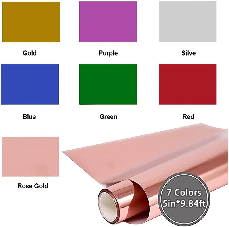 KASYU Transfer Foil Paper Bundle for Cricut Foil Transfer Kit/Spellbinders/Foil Quill/Heat Foil Pen,5inx9.84ft Heat Transfer Foil Roll,7 Assorted Colors Hot Foil Roll Transfer Foil Roll for Craft - Image 2