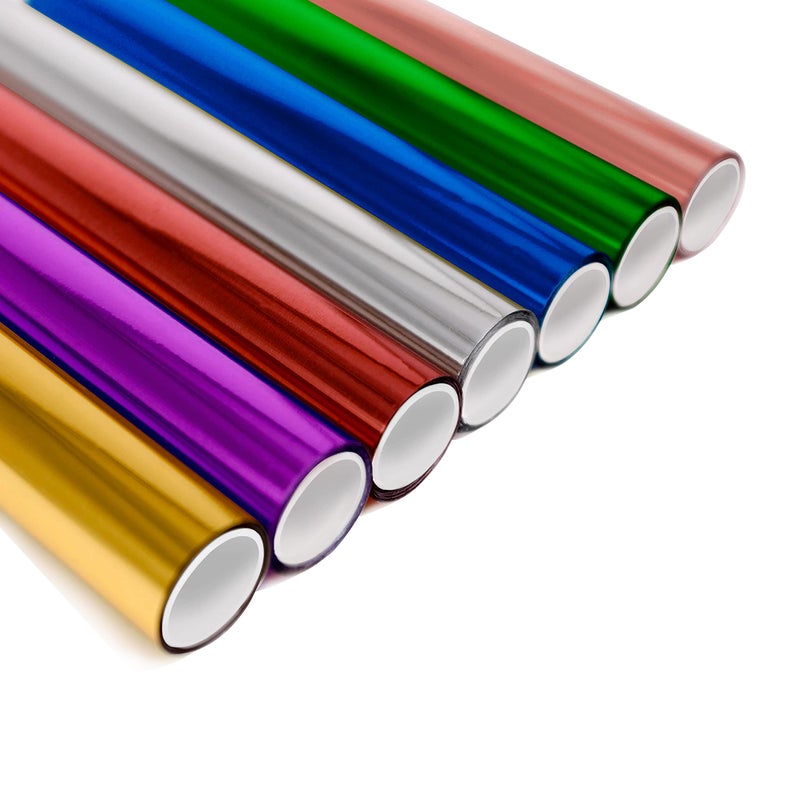 KASYU Transfer Foil Paper Bundle for Cricut Foil Transfer Kit/Spellbinders/Foil Quill/Heat Foil Pen,5inx9.84ft Heat Transfer Foil Roll,7 Assorted Colors Hot Foil Roll Transfer Foil Roll for Craft - Image 1