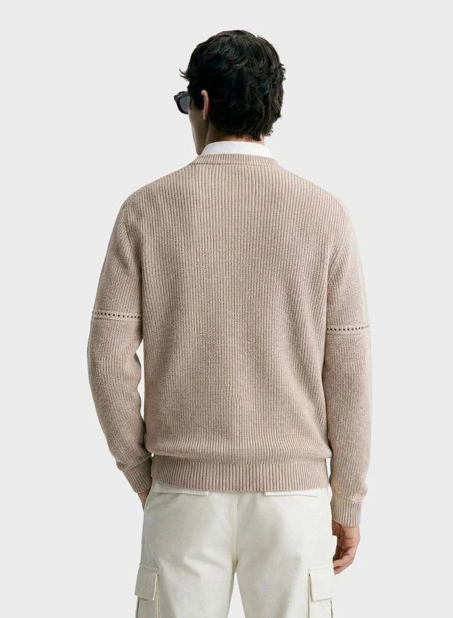 The Indian Garage Co Men Oversized Fit Solid Crew Neck Full Sleeves Sweater
