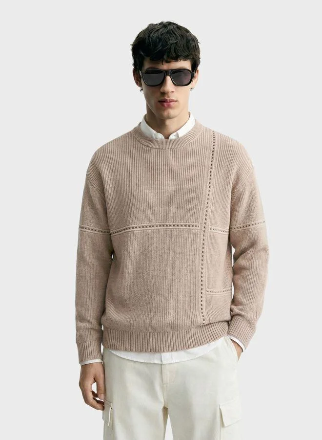 The Indian Garage Co Men Oversized Fit Solid Crew Neck Full Sleeves Sweater