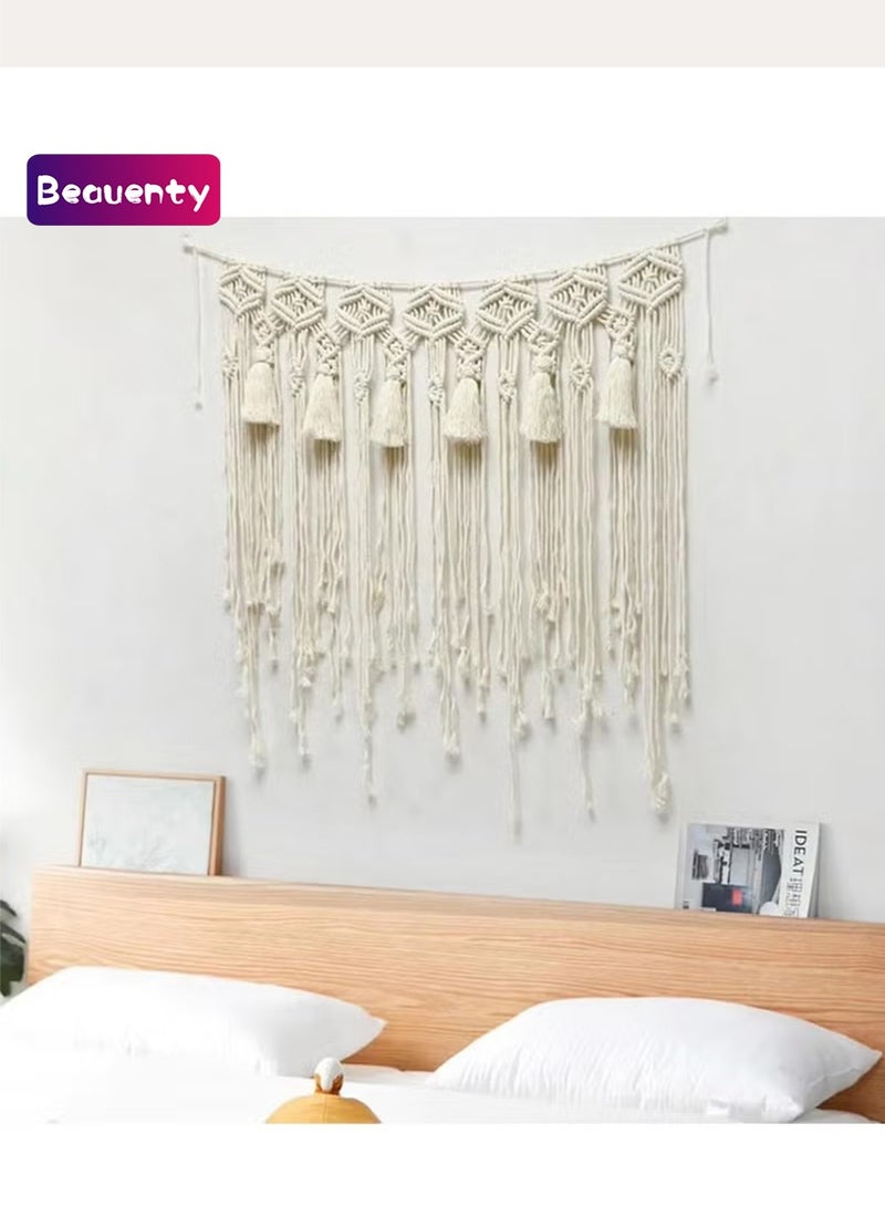Beauenty Macrame Wall Hanging Tapestry Home Decor Bohemian Tapestry Wall Art Decor Wedding Background Curtain Decorative Door Curtain - Image 1