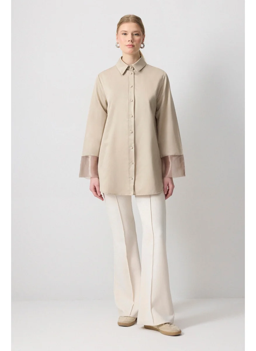 تاتشي Organza Cuffed Shirt
