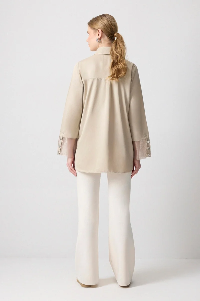 توتشي Organza Cuffed Shirt