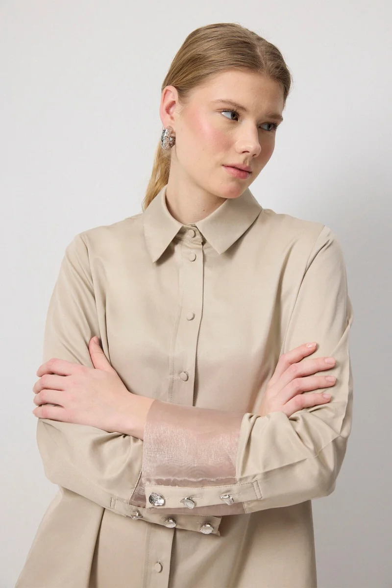 توتشي Organza Cuffed Shirt