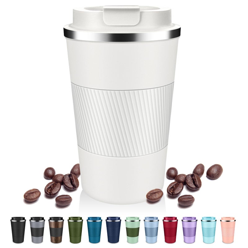DUBUXW Insulated Coffee Tumblers with Flip Lid 12oz / 17oz, Stainless Steel Travel Coffee Mug Leak Proof, Vacuum Insulated Coffee Mug Reusable Cup, Keeps Cold and Hot for Coffee Tea - Image 1