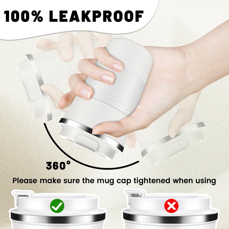 DUBUXW Insulated Coffee Tumblers with Flip Lid 12oz / 17oz, Stainless Steel Travel Coffee Mug Leak Proof, Vacuum Insulated Coffee Mug Reusable Cup, Keeps Cold and Hot for Coffee Tea - Image 3
