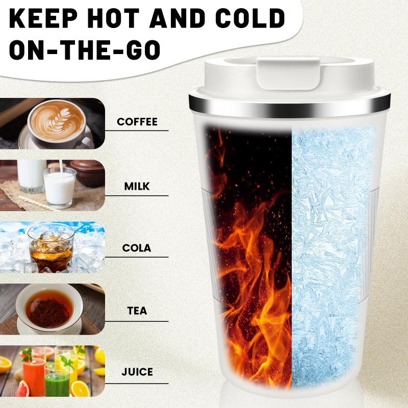 DUBUXW Insulated Coffee Tumblers with Flip Lid 12oz / 17oz, Stainless Steel Travel Coffee Mug Leak Proof, Vacuum Insulated Coffee Mug Reusable Cup, Keeps Cold and Hot for Coffee Tea - Image 5