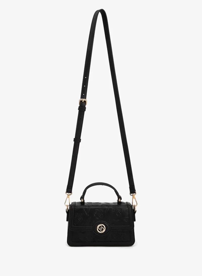 Celeste Floral Debossed Satchel Bag with Grab Handle