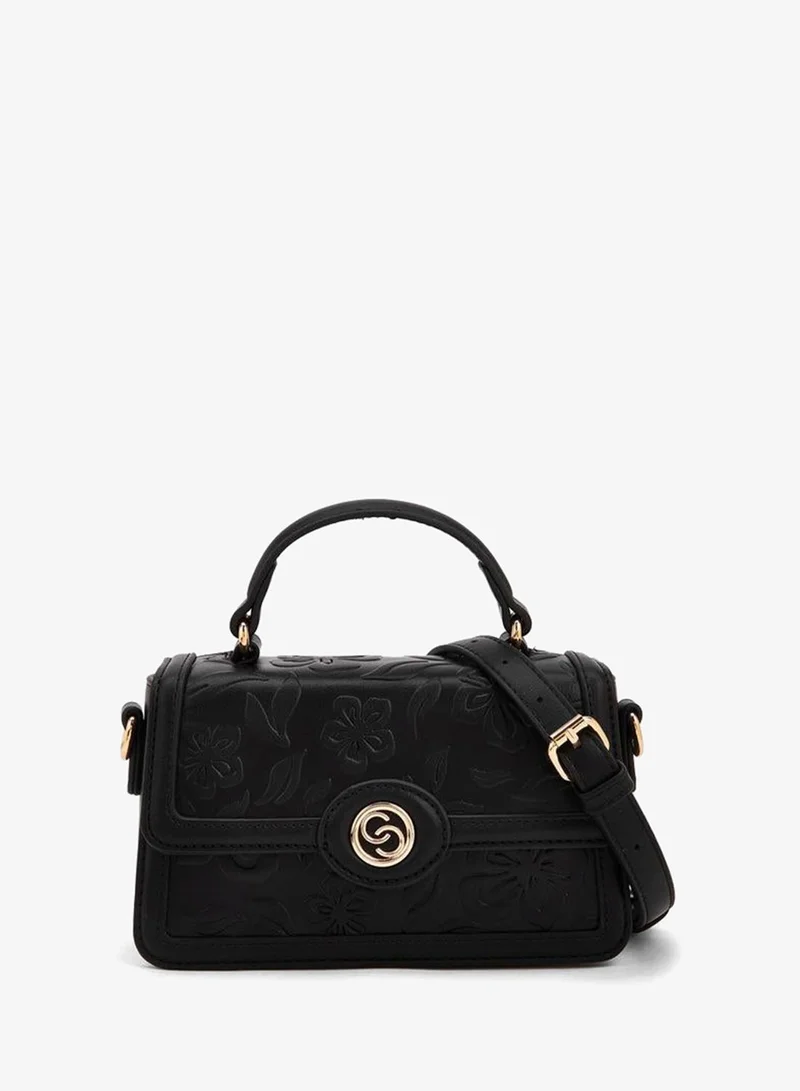 Celeste Floral Debossed Satchel Bag with Grab Handle