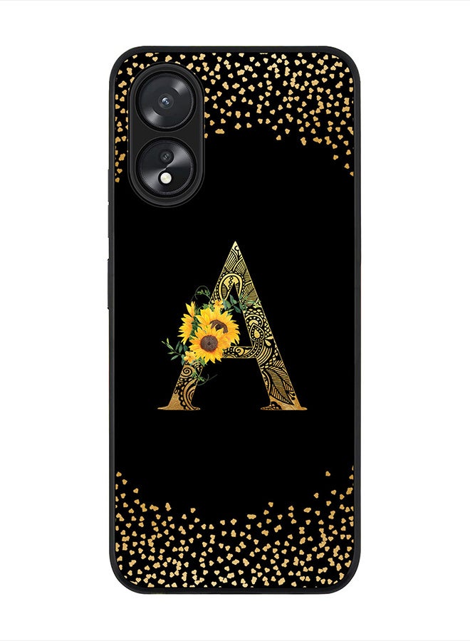 Stylizedd Rugged Black Edge case for Oppo A18 / Oppo A38, Slim fit Soft Case Custom Monogram Initial Letter Mandala Floral Pattern Alphabet-A (Black) - Image 1