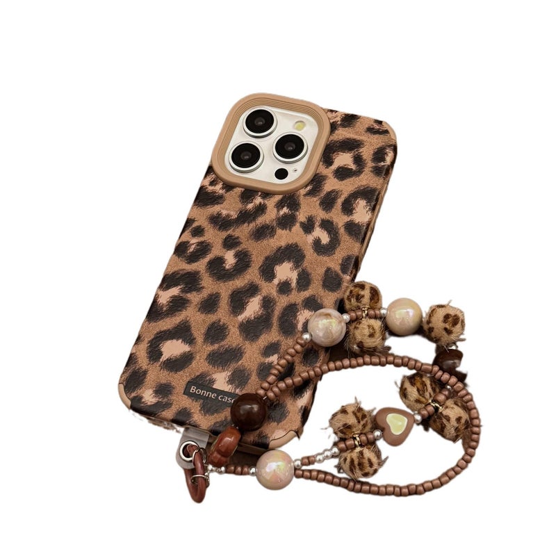Protective Case | Khaki Leather Texture | Leopard Pattern | Faux Suede Texture | Shockproof Cover for iPhone 16 / 16 Plus / 16 Pro / 16 Pro Max - Image 4
