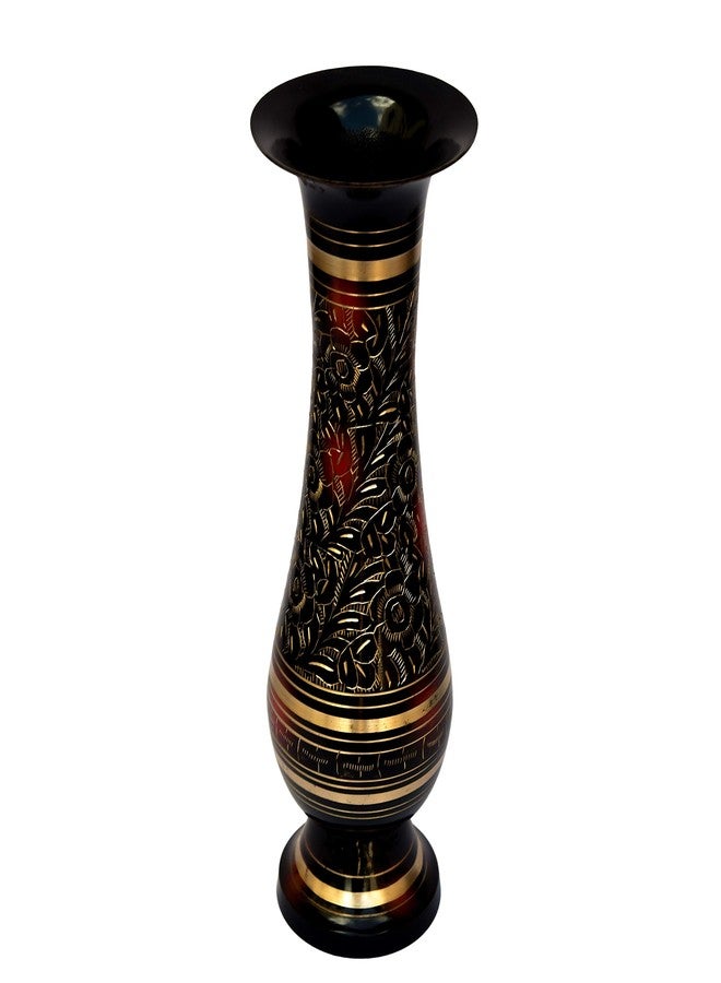 Bhimonee Decor Pure Brass Double Colour Bidri Work Flower Vase 12" - Image 3