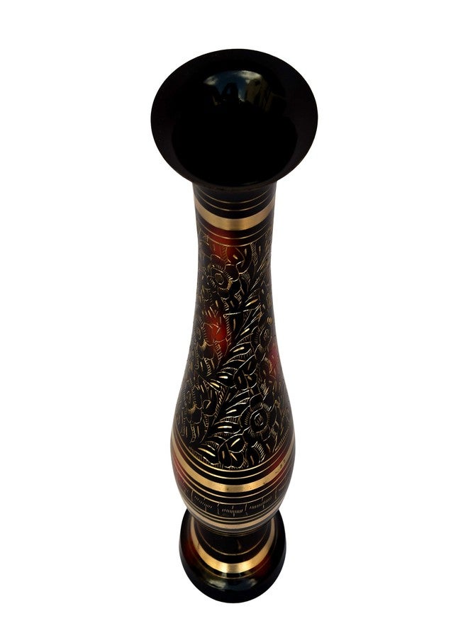 Bhimonee Decor Pure Brass Double Colour Bidri Work Flower Vase 12" - Image 4