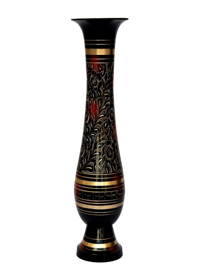 Bhimonee Decor Pure Brass Double Colour Bidri Work Flower Vase 12" - Image 1