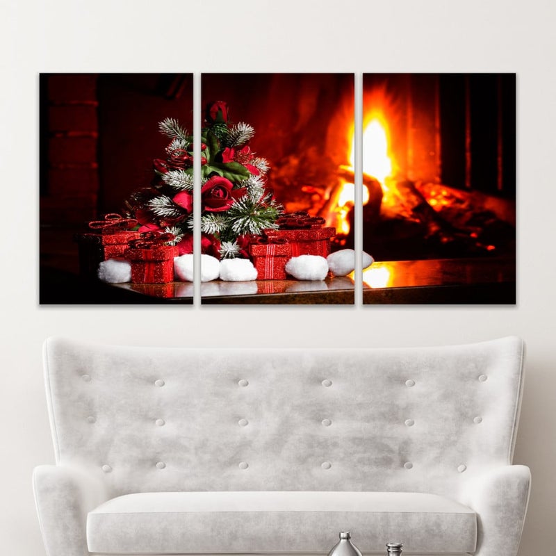 ماركتنا ثلاث لوحات قماشية فخمة بتصميم مودرن مع برواز مجوف مقاس (90×40) ثلاث قطع - Image 1