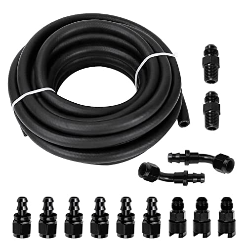 BOMLING 6AN 38 LS Swap EFI Fuel Line Fitting Kit EFI LS Fuel Injection Line NBR Rubber Fuel Hose 25FT with 14 pcs AN6 Swivel Fuel Hose Fitting Adapter Kit - Image 1