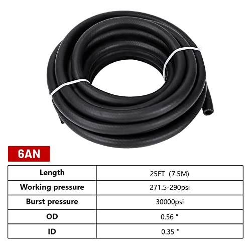 BOMLING 6AN 38 LS Swap EFI Fuel Line Fitting Kit EFI LS Fuel Injection Line NBR Rubber Fuel Hose 25FT with 14 pcs AN6 Swivel Fuel Hose Fitting Adapter Kit - Image 3