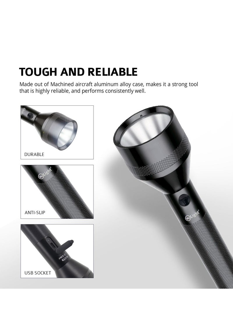 Super Bright Latest Cobra LED Rechargeable Flashlight Torch Ideal For Outdoor Activities Hiking And Camping USB Charging Function 4 Hours Run Time Coverage 3000 Meters