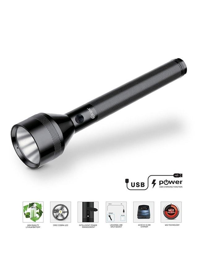 Super Bright Latest Cobra LED Rechargeable Flashlight Torch Ideal For Outdoor Activities Hiking And Camping USB Charging Function 4 Hours Run Time Coverage 3000 Meters
