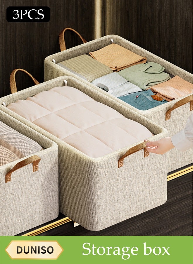 DUNISO 3 Pcs Wardrobe Clothes Organizer,Drawer Organizers and Storage，Foldable Closet Organizer with Handles，Moisture and Mold Prevention，Sturdy and Durable，for Organizing Clothing Jeans Toys Book Shelves Closet Wardrobe，47*28*20cm - Image 2