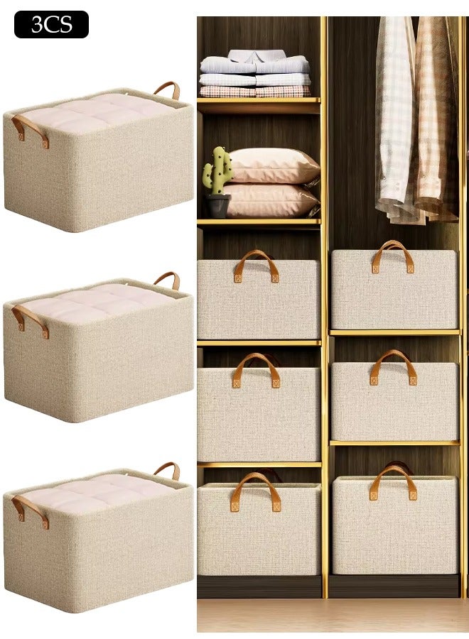 DUNISO 3 Pcs Wardrobe Clothes Organizer,Drawer Organizers and Storage，Foldable Closet Organizer with Handles，Moisture and Mold Prevention，Sturdy and Durable，for Organizing Clothing Jeans Toys Book Shelves Closet Wardrobe，47*28*20cm - Image 1