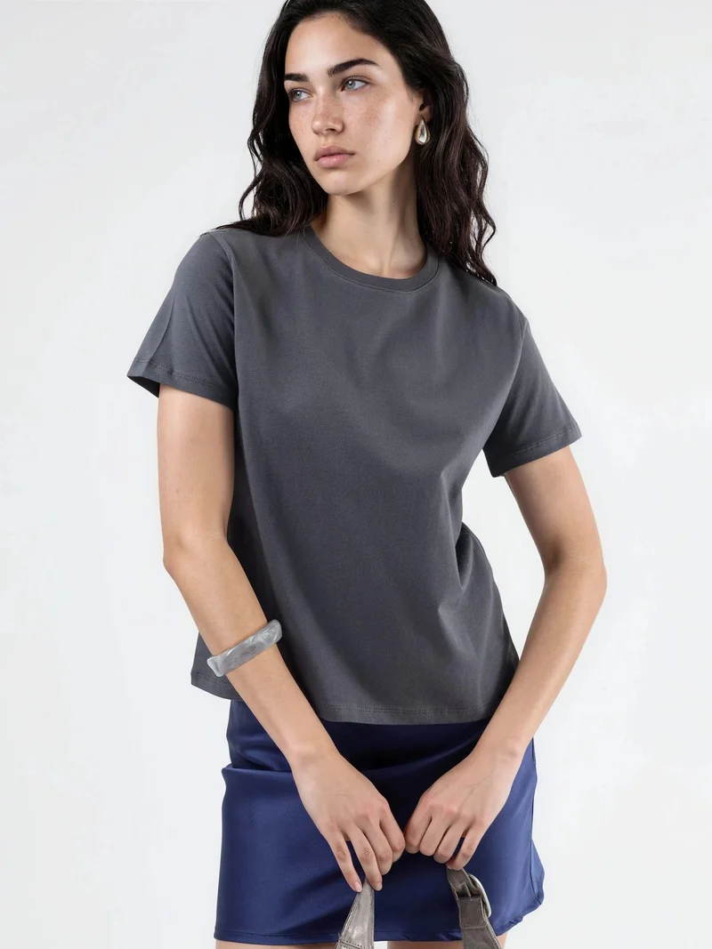 بوسيم BUSEM Plain Crew Neck Cotton T-Shirt