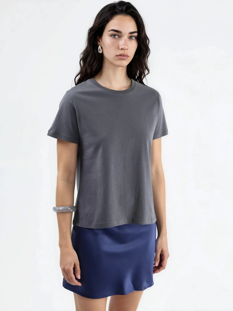 بوسيم BUSEM Plain Crew Neck Cotton T-Shirt