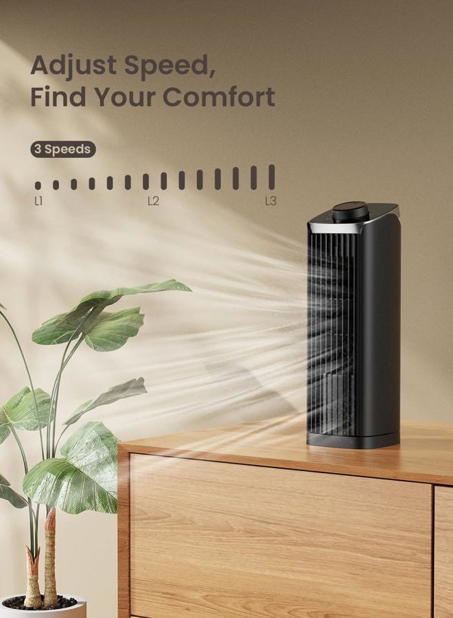 PNTCK Fan for Bedroom, 13" Tower Fan, 3 Speeds Max 23ft/s, 70° Oscillating Desk Fan, Bladeless Standing Fan, Portable Fans, 2025 New Cooling Fans for Office, Home - Image 2