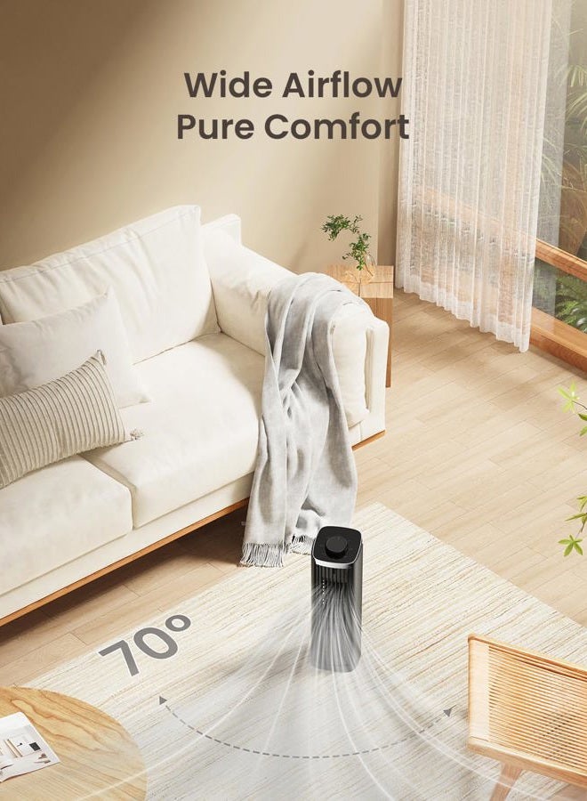 PNTCK Fan for Bedroom, 13" Tower Fan, 3 Speeds Max 23ft/s, 70° Oscillating Desk Fan, Bladeless Standing Fan, Portable Fans, 2025 New Cooling Fans for Office, Home - Image 5