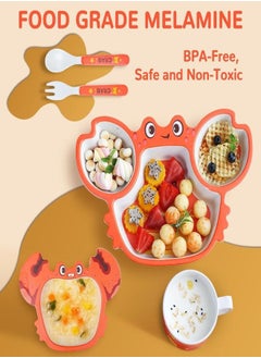 iMissiu 5 Pieces Dinnerware Set for Kids, Cartoon Plate Sets, Toddler Divided Plates Bowl Cup with Utensils  - Image 2