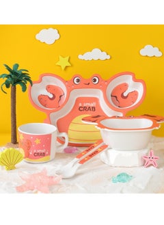 iMissiu 5 Pieces Dinnerware Set for Kids, Cartoon Plate Sets, Toddler Divided Plates Bowl Cup with Utensils  - Image 4