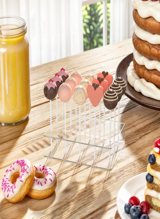 Dooiclear 2 Pack Cake Pop Stand with Sticks Kit, Acrylic Lollipop Hold Stand, Clear Cake Pop Display Holder, 15 Holes Candy Pop Holder with 100 Pcs Sticks, 100 Pcs Clear Wrappers, 100 Pcs Gold Twist Ties - Image 4