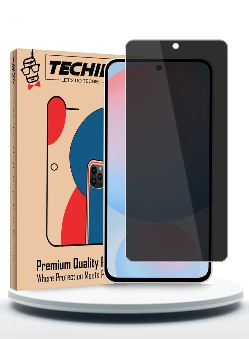 Techie حماية شاشة زجاجية مقساة للخصوصية عالية الدقة لجهاز سامسونج جالاكسي A56 2025 - مضادة للفقاعات صلابة 9H سمك 0.33 مم حواف مدورة تركيب سهل - Image 1