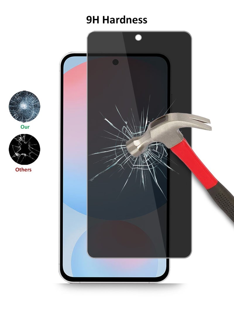 Techie حماية شاشة زجاجية مقساة للخصوصية عالية الدقة لجهاز سامسونج جالاكسي A56 2025 - مضادة للفقاعات صلابة 9H سمك 0.33 مم حواف مدورة تركيب سهل - Image 3