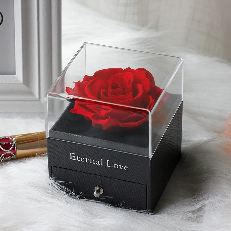 AZKAQA AZKAQA Preserved Flower Rose with Love You Necklace in 100 Languages Gift for Her Enchanted Real Rose Flower Valentines Mothers Day Anniversary Wedding Romantic Gift for Girlfriend Wife Mom  - Image 5