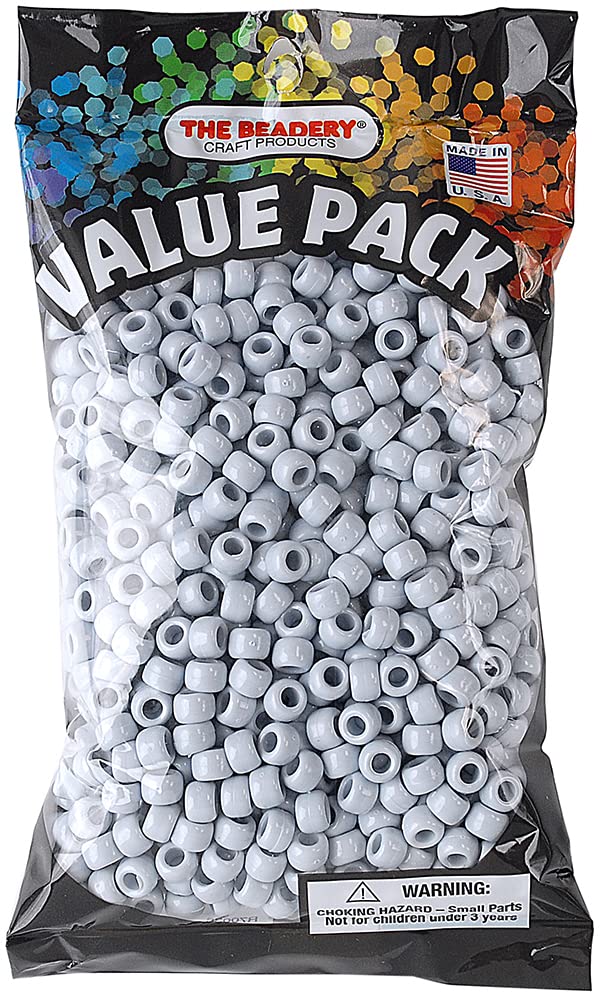 The Beadery 6 by 9mm Barrel Pony Bead Grey Small 900Pieces
