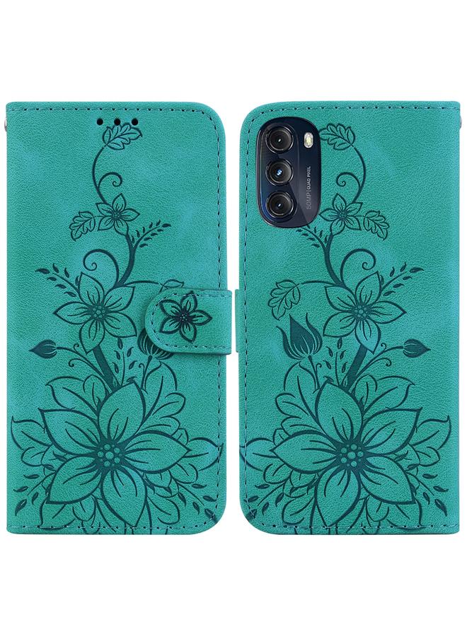 اس-توب جراب لهاتف موتورولا موتو جي 2022، جراب هاتف جلدي منقوش بنقشة زنبق - Image 1