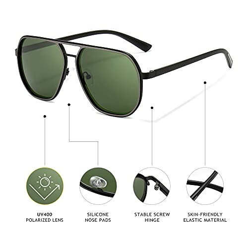 SUNGAIT Polygon Aviator Sunglasses for Men Polarized Trendy Square Sun Glasses Retro Pilot Shades UV Protection - Image 2