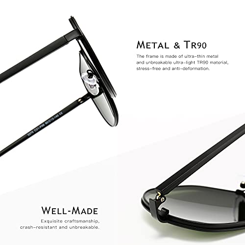 SUNGAIT Polygon Aviator Sunglasses for Men Polarized Trendy Square Sun Glasses Retro Pilot Shades UV Protection - Image 3