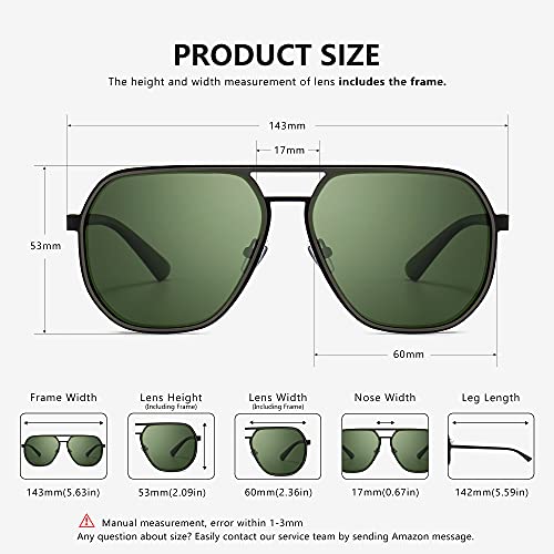 SUNGAIT Polygon Aviator Sunglasses for Men Polarized Trendy Square Sun Glasses Retro Pilot Shades UV Protection - Image 4