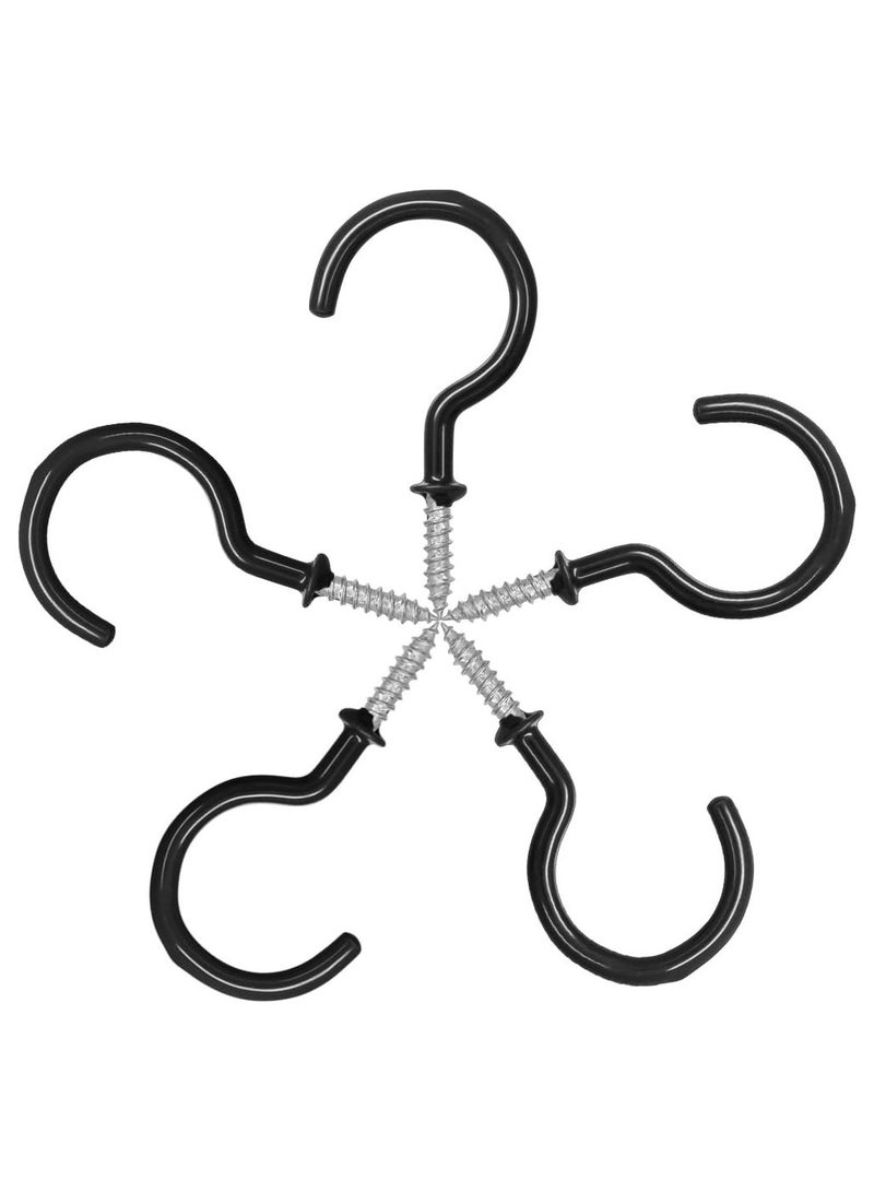 VIUAUAX Vinyl Coated Screw-in Hanger Cup Ceiling Hooks for Indoor and Outdoor Use (Black, 2.9in)- Pack of 25Question Mark Light Hooks Black White Dipped Plastic Cup Hooks.Ceiling Hooks Planter Cups Screw-In. - Image 2