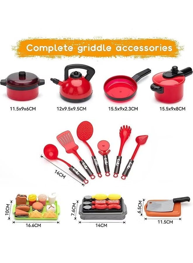 73Pcs Play Kitchen Accessories, Play Food Sets for Kids Kitchen Playset with Pots and Pans Set, Daily Food Fruit Veges, Cooking Utensils, Preschool Learning Education Toys for Toddlers, Gifts for Girls - Image 2