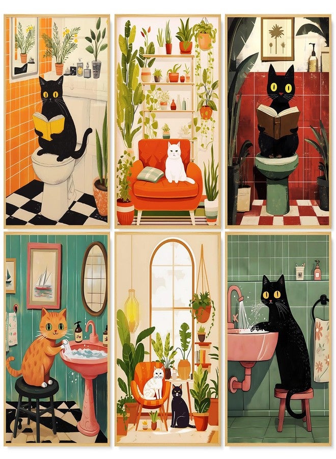 Camocin 6 Pack Paint by Numbers Kit for Adults, Black Cat Adult Paint by Number Kits Without Frame for Beginner, Cat Acrylic Oil Painting by Numbers Kits for Gift Home Wall Decor 8 x 12 Inch - Image 1