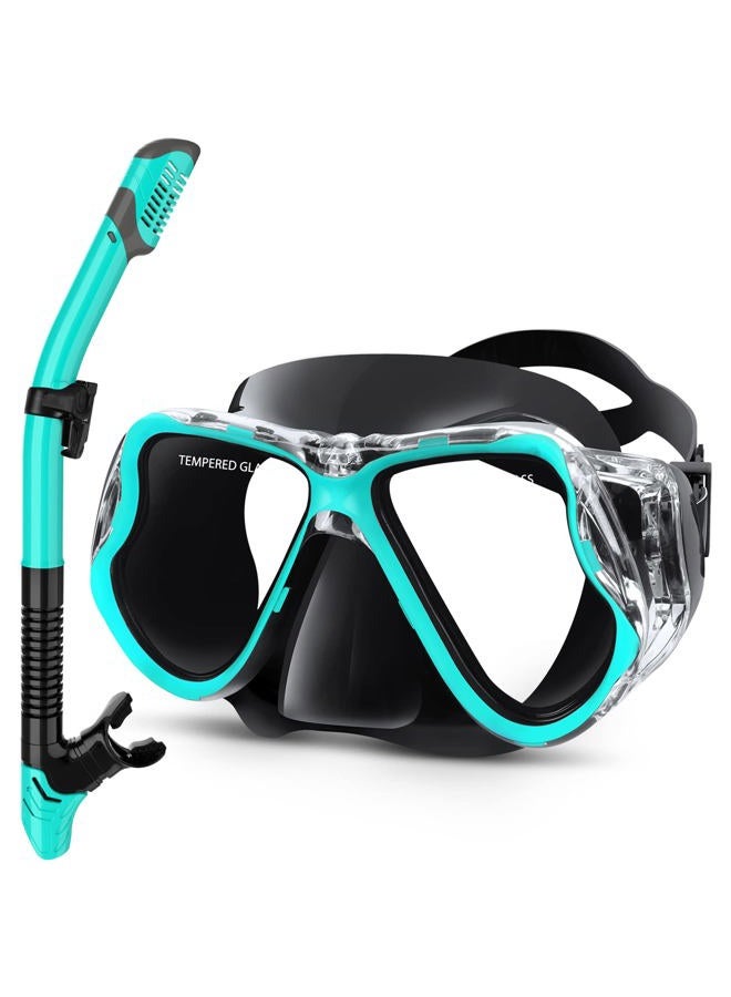 Greatever Dry Snorkel Set,Panoramic Wide View,Anti-Fog Scuba Diving Mask,Professional Snorkeling Gear - Image 1